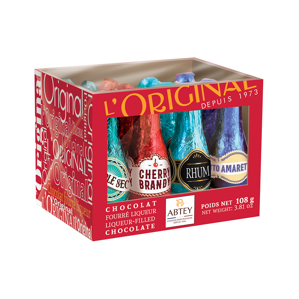 法國ABTEY繽紛酒瓶造型黑巧克力(紅)