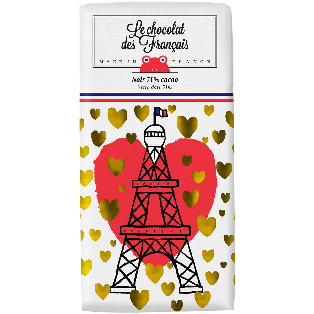 法國巴黎鐵塔愛心黑巧克力80g